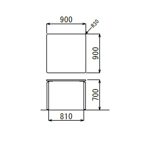 【廃番】会議用テーブル 正方形天板 900mm角 AR-900K W900×D900×H700(mm) クロームメッキ商品画像3